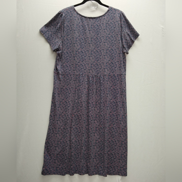 Boden Phoebe Jersey V-Neck Dress Blue With White/Red Print Sz 18 - Picture 3 of 9